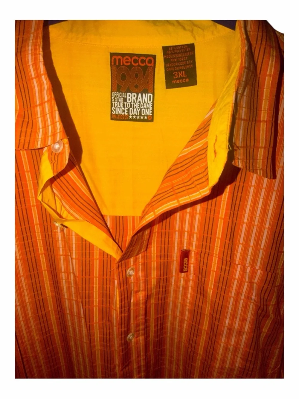 Mecca 1984 Men’s Orange Stripe Short-Sleeve Button-Up Shirt Size 3XL - Picture 5 of 7